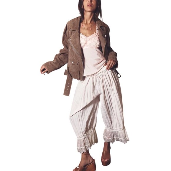 Free People Forever Young Sleep Capri Pants Ivory Lace Trim XS New With Tags - Picture 14 of 16